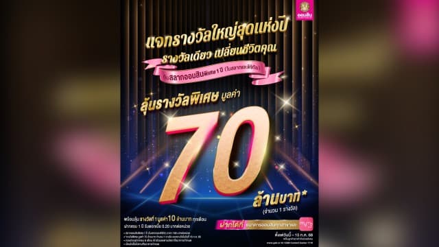โค้งสุดท้าย ! ลุ้นรางวัลใหญ่ 70 ล้านบาท กับสลากออมสินพิเศษ 1 ปี ฝากก่อน 15 ก.ค. 68 เท่านั้น