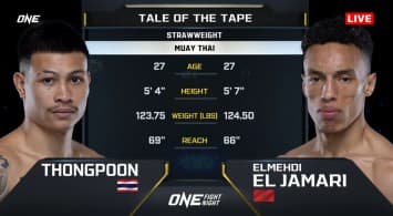 ทองพูน พีเค.แสนชัย VS เอลเมห์ดี เอล จามารี | ONE FIGHT NIGHT 30 | CH7HD | 5 เม.ย. 2568